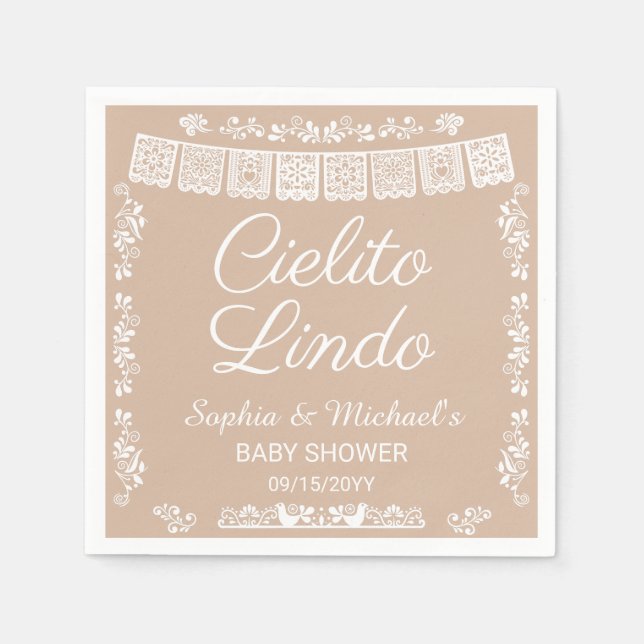 Cielito Lindo Beige Baby Shower Serviette (Vorderseite)