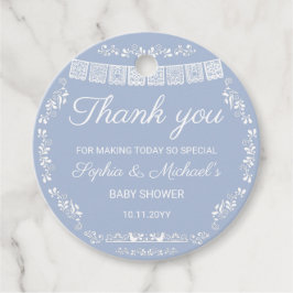 Cielito Lindo Blue Papel Picado Baby Shower Geschenkanhänger