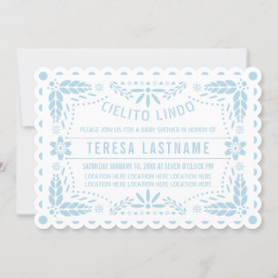Cielito Lindo Blue Papel Picado Babydusche Einladung