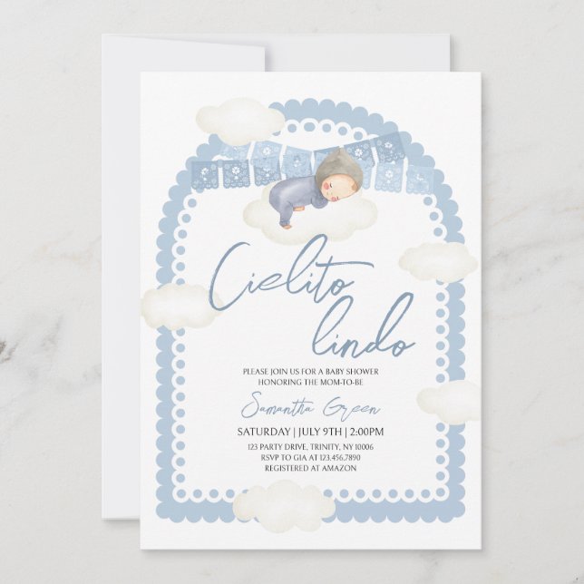 Cielito Lindo Boy Baby Shower Einladung (Vorderseite)