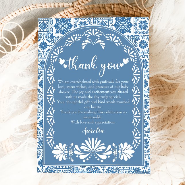 Cielito lindo Dusty Blue Mexican Baby Shower Dankeskarte (Von Creator hochgeladen)