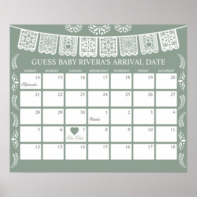 Cielito Lindo Guess the due Date calendar Poster (Vorne)