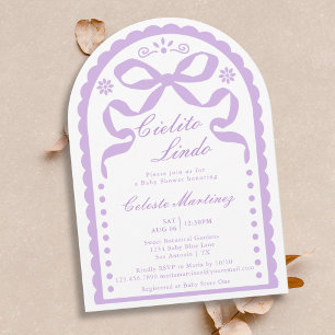 Cielito Lindo Lila Papel Picado Mädchen Babyparty Einladung