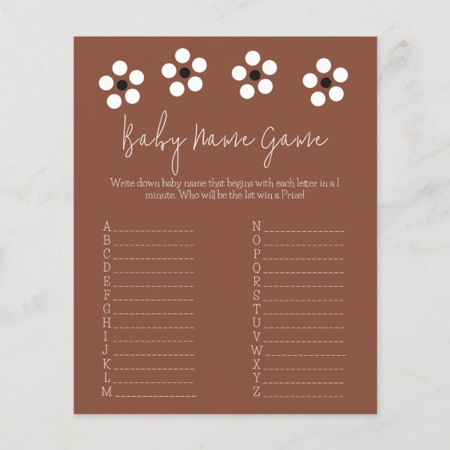 Cielito Lindo Mexican Baby Dusche Name Game Card (Vorderseite)