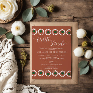 Cielito Lindo Mexican Barro Boho Baby Shower Einladung