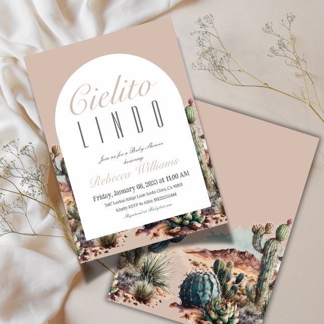 Cielito Lindo Mexican Beige Cactus Baby Shower Einladung (Von Creator hochgeladen)