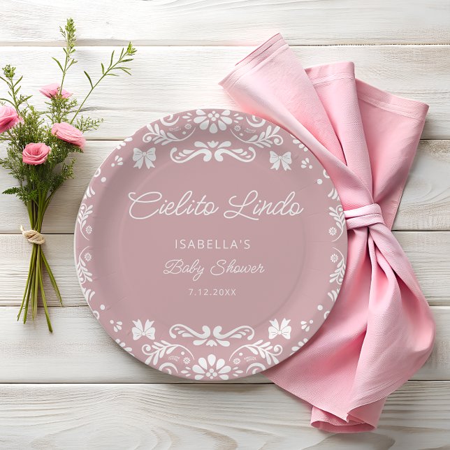 Cielito Lindo Mexican Girl Baby Shower Pappteller (Von Creator hochgeladen)