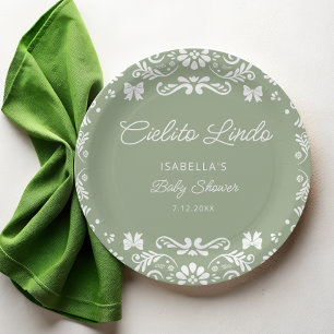 Cielito Lindo Mexican Sage Green Baby Dusche Pappteller