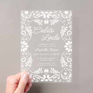 Cielito Lindo Mexican White Baby Shower Acryleinladungen