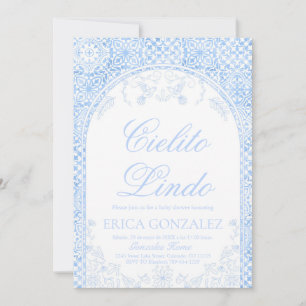 Cielito Lindo Papel Picado Baby Shower Staubblau Einladung