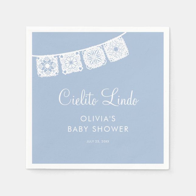 Cielito Lindo Papel Picado Blue Baby Dusche Serviette (Vorderseite)