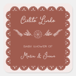 Cielito Lindo Papel Picado Mexican Baby Shower Quadratischer Aufkleber
