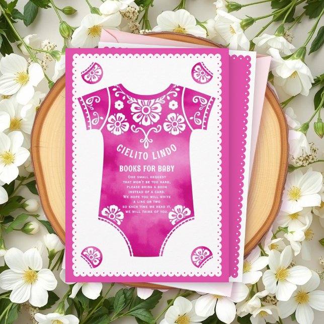Cielito Lindo Pink Babydusche Bücher für Baby Begleitkarte (Von Creator hochgeladen)