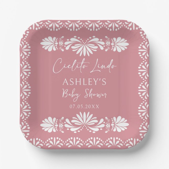 Cielito lindo Pink Mexican Baby Shower Pappteller (Vorderseite)