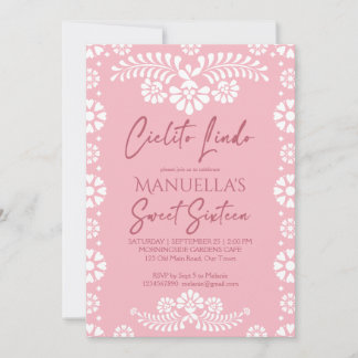 Cielito lindo pink Mexican sweet 16 birthday party Einladung