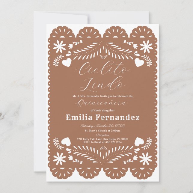 Cielito Lindo Quinceanera Einladung zum Geburtstag (Vorderseite)