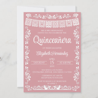 Cielito Lindo Quinceañera Rosa Einladung