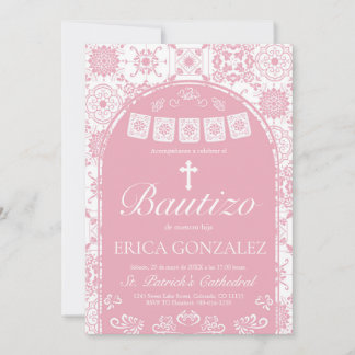 Cielito Lindo Rosa Bautizo Talavera Einladung