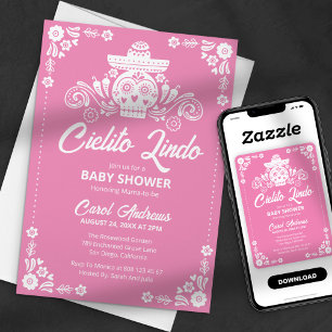 Cielito Lindo Rosa Zucker-Schädel-Mexikanische Bab Einladung