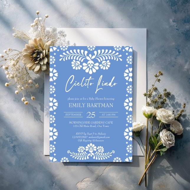 Cielito lindo staubblaue mexikanische Babydusche Einladung (Cielito lindo dusty blue Mexican baby shower Invitation)