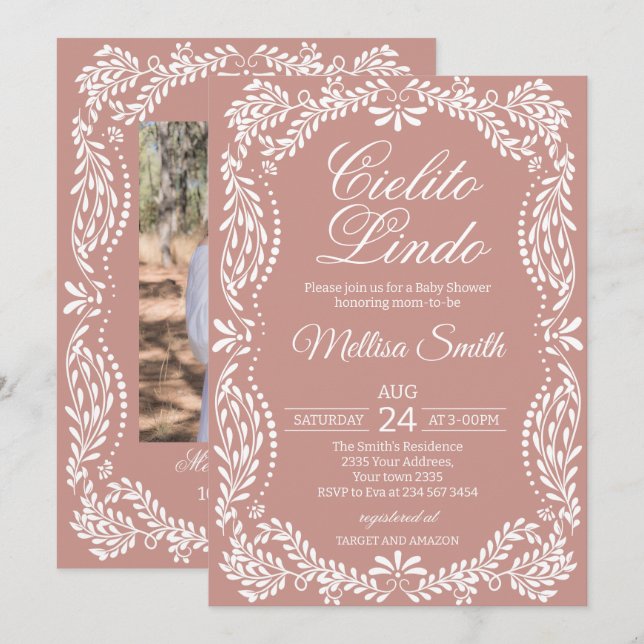 Cielito Lindo Talavera Mexican Pink Baby Shower Einladung (Vorne/Hinten)