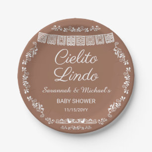 Cielito Lindo Terracotta-Baby-Shower mit Papiergir Pappteller