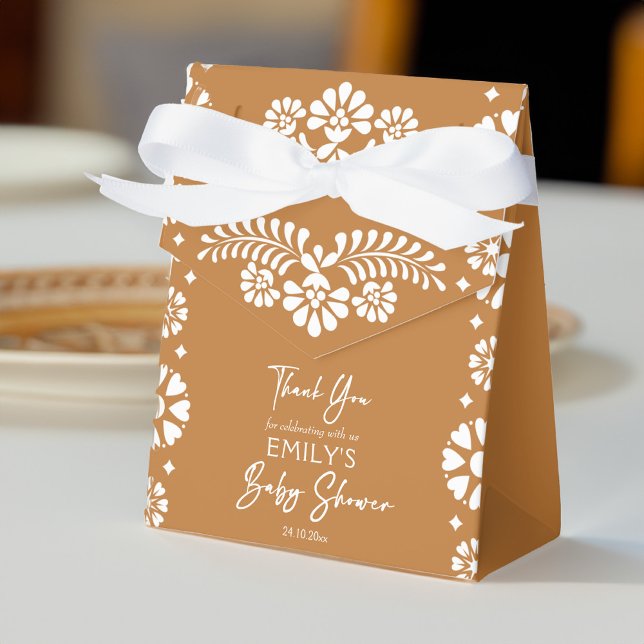 Cielito lindo Terracotta Babydusche bevorzugt Geschenkschachtel (Cielito lindo terracotta Mexican fiesta Talavera Papel picado baby shower favors custom favor boxes)