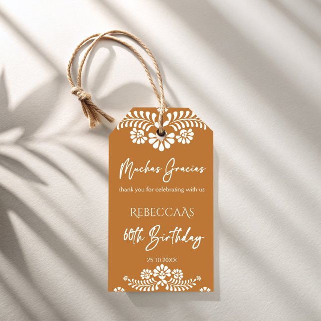 Cielito lindo terracotta talavera 60. geschenkanhänger (Cielito lindo terracotta talavera 60th birthday personalized favor gift tags thank you gift tags)