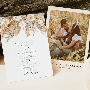 CIERA Bohemisch Fall Earthy Pampas Foto Wedding Einladung