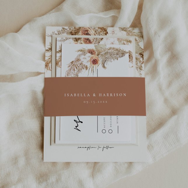 CIERA Bohemisch Terracotta Minimalistisch Hochzeit Einladungsbanderole (Von Creator hochgeladen)