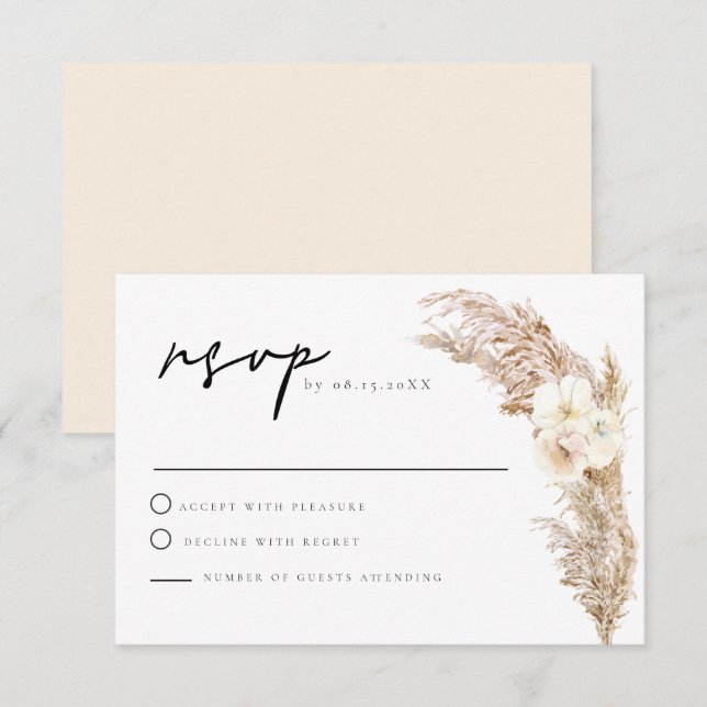 CIERA Boho Dry Pampas Grass RSVP Karte (Vorne/Hinten)