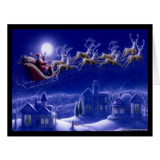 Cieux nocturnes de Père Noël et de renne (Devant horizontal)