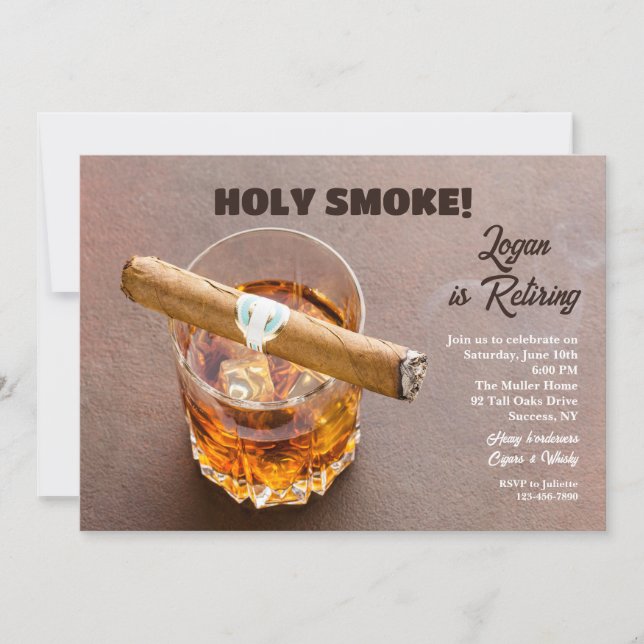 Cigar and Whisky Retirement Invitations (Devant)