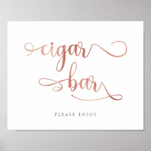 "Cigar Bar" Rose Gold Kalligrafie Hochzeitszeichen Poster