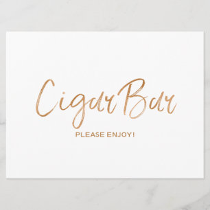 "Cigar Bar"-Schild Hochzeit   Stilvoll Gold Rose Einladung