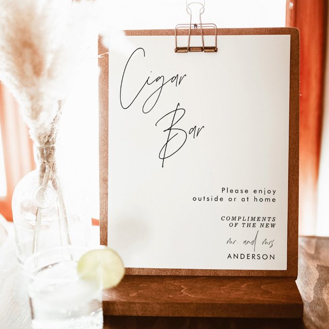 Cigar Bar Sign, Moderne Minimalistische Hochzeit Poster (Von Creator hochgeladen)