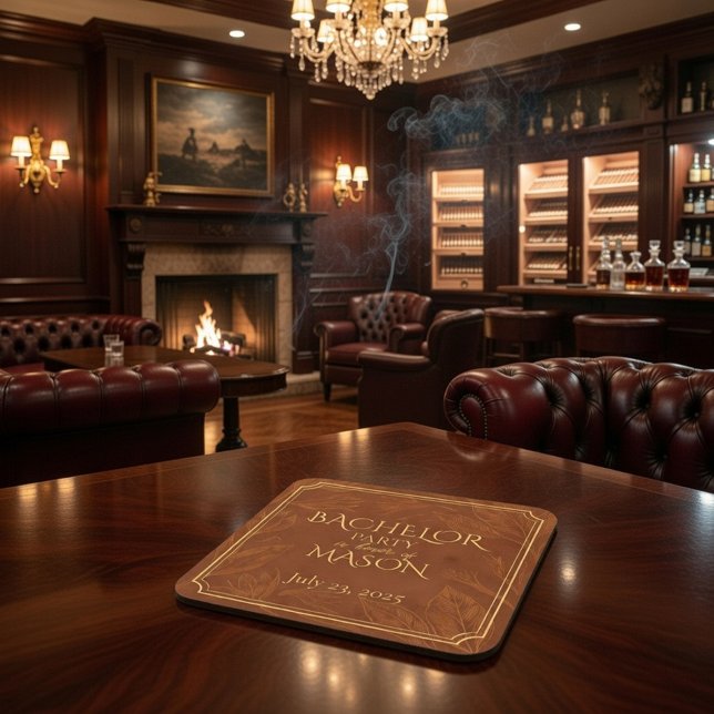 Cigar Bar Theme Bachelor Party Rechteckiger Pappuntersetzer (Von Creator hochgeladen)