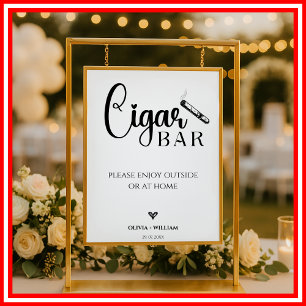 Cigar Bar Wedding Bar Script Sign Poster