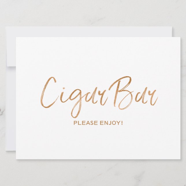 "Cigar Bar"-Zeichenhochzeit | Stilvolle Gold-Rose Einladung (Vorderseite)
