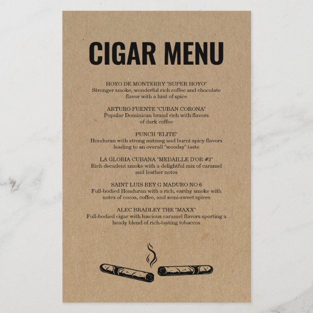 Cigar Menu (Vorderseite)