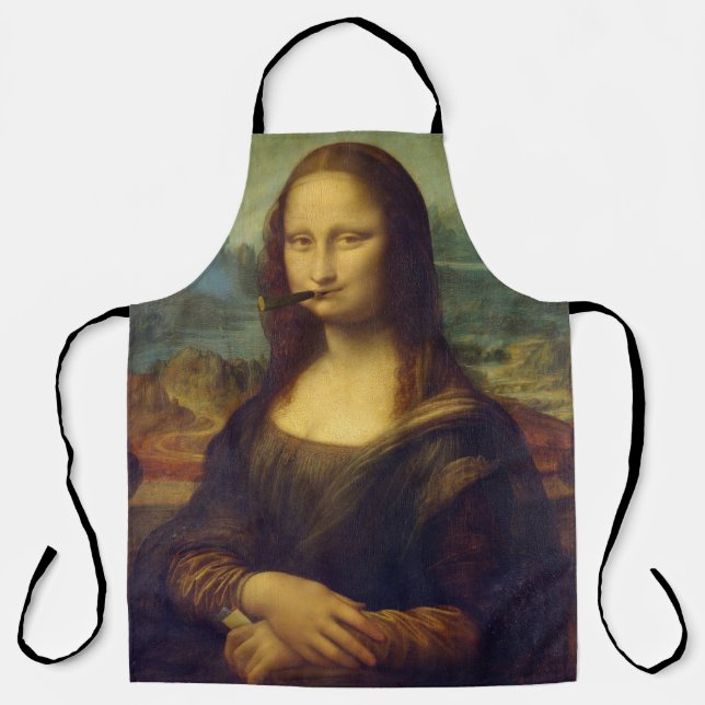 Cigar Rauchen Mona Lisa Smoker Spaß Kunst Schürze (Vorderseite)