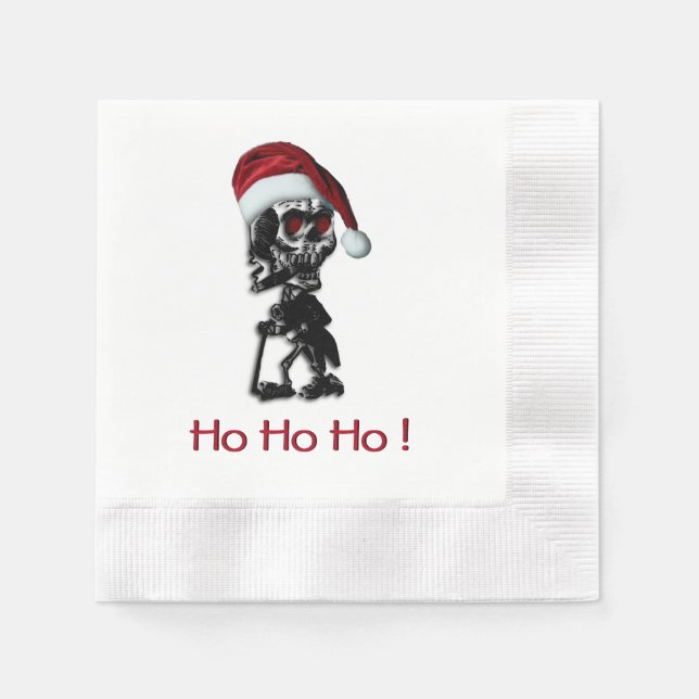 Cigar Rauchen Weihnachtsskelett Serviette (Vorderseite)