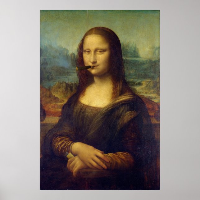 Cigar Smoker Mona Lisa Rauchen Malerei Poster (Vorne)