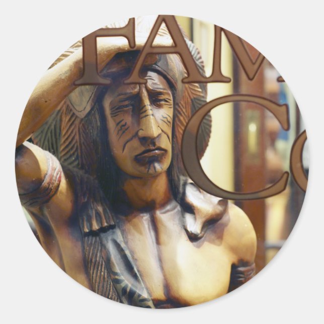 Cigar Store Indian Runder Aufkleber (Vorderseite)