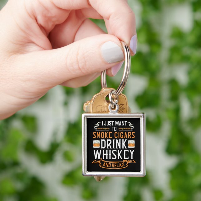 Cigar und Whiskey Quote Schlüsselanhänger (Hand)