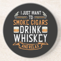 Cigar und Whiskey Zitat Sandstone Untersetzer