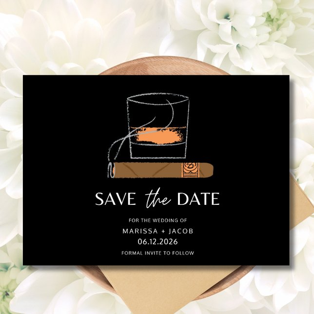 Cigar Whiskey Foto Wedding Save The Date (Cigar Whiskey Photo Wedding Save The Date)