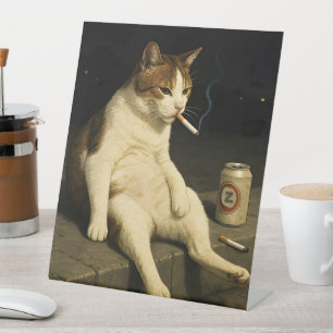 Cigarette Kitten Funny Smoking Cat Gen Z Meme Sockelschild
