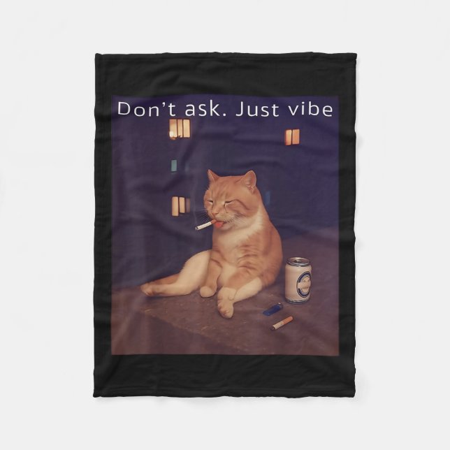 Cigarette Kitten Funny Smoking Cat Meme Stud Gehir Fleecedecke (Vorderseite)