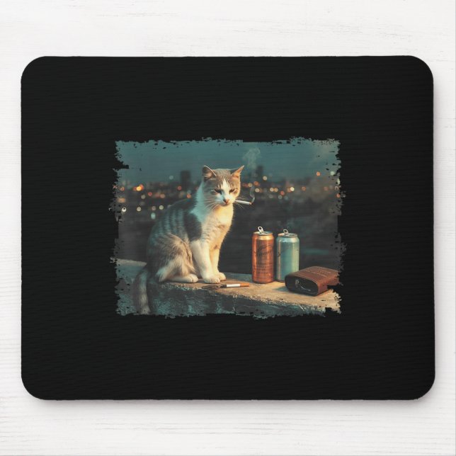 Cigarette Kitten Funny Smoking Cat Meme Stud Gehir Mousepad (Vorne)